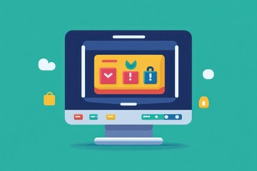 Online shopping security on computer monitor