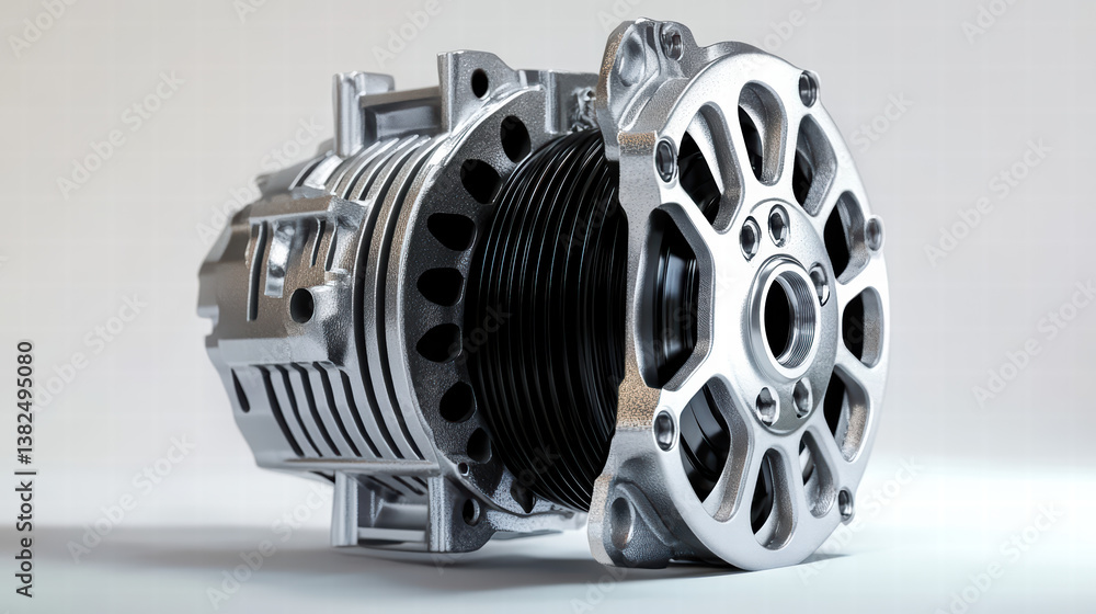 Poster powerful engine component: a detailed, technical shot showcases the inner workings of a cutting-edge