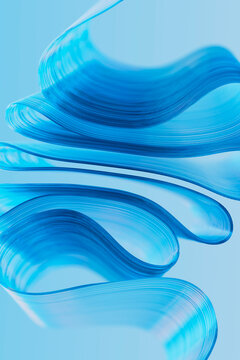 Abstract glass textured waves in blue with a fluid and modern design