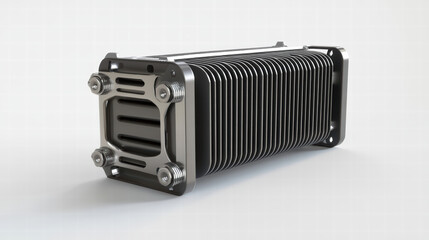 Fototapeta premium Metallic Enclosure: a detailed perspective, a precisely crafted metallic enclosure with intricate details, standing as a symbol of innovation and functionality.