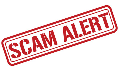 SCAM ALERT red stamp text vector, rubber stamp