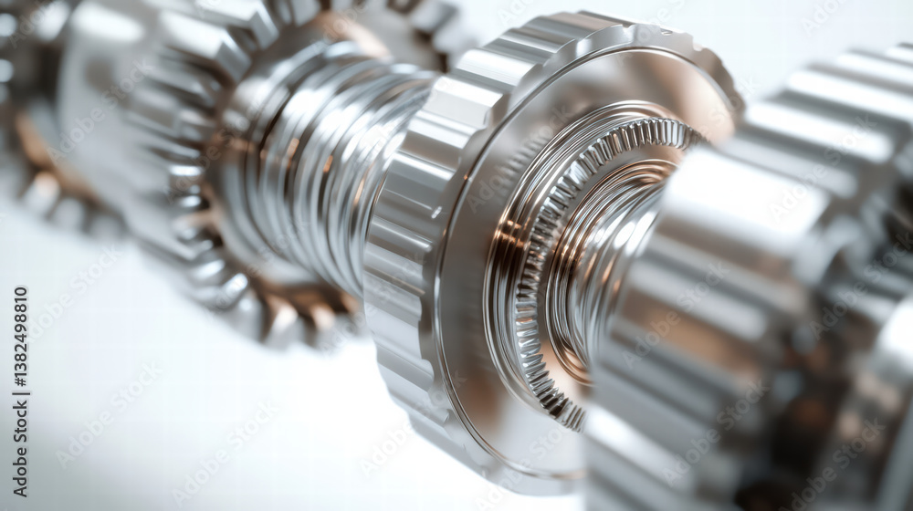 Poster mechanical harmony: a close-up shot of intricate machinery, showcasing precision-engineered gears wo