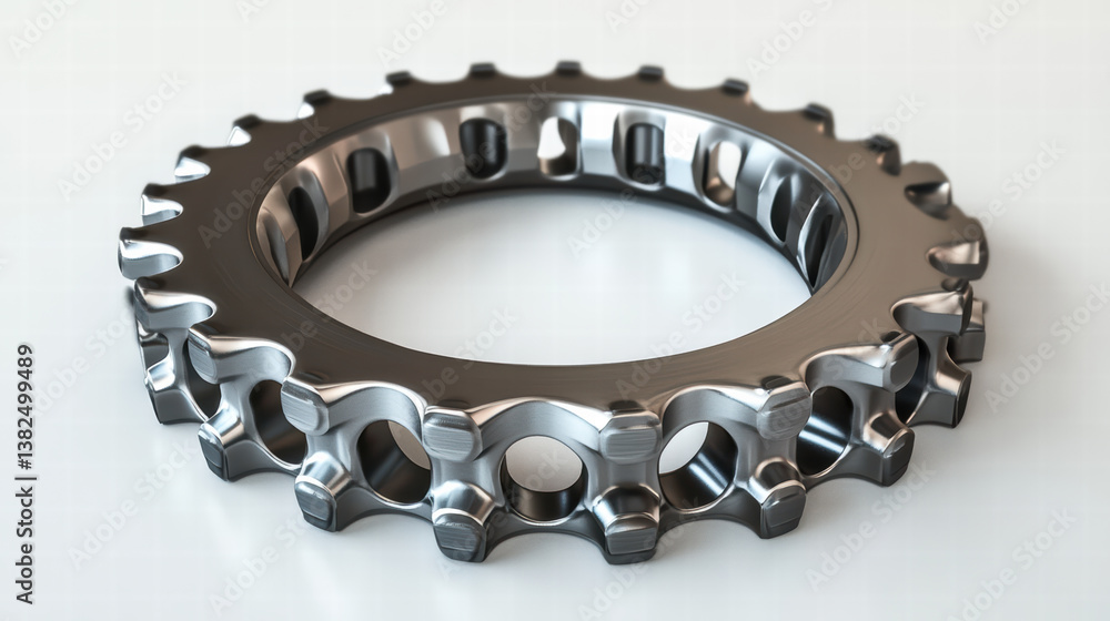 Poster precision gear: a detailed close-up of a metallic gear, showcasing intricate design and precision en