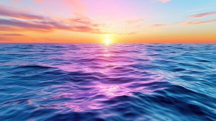 Obraz premium Vibrant Ocean Sunset: Calm Water, Colorful Sky - Pastel colors