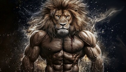 Testosterone-Fueled Lion-Man Strength Representation