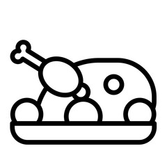 Roast Chicken Vector Line Icon Design