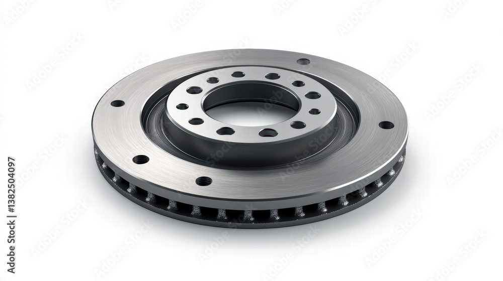 Poster precision engineering: a detailed view showcases a gleaming brake disc, an essential component of mo