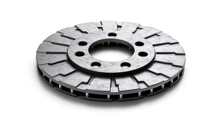 Industrial Disc Brake Close-up: A detailed shot of a metallic disc brake, showcasing intricate patterns and robust design. Its a symbol of precision engineering.