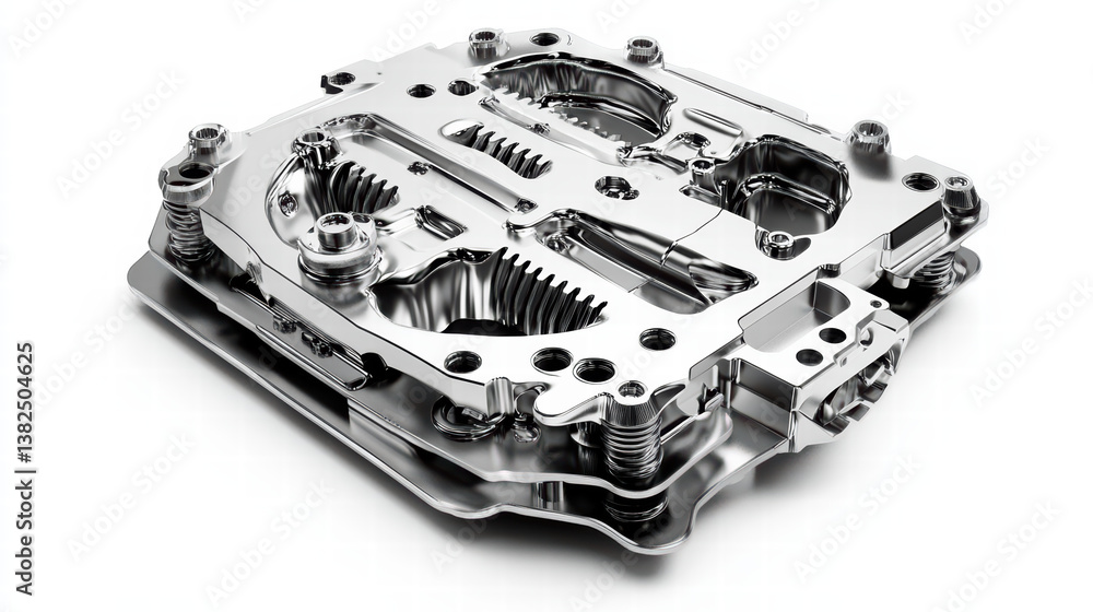 Poster precision crafted mechanical component: a close-up view of a complex, meticulously crafted metal com