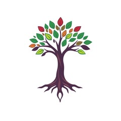 Naklejka premium A digital illustration of a tree of life symbol, a root within a white background art illustration design