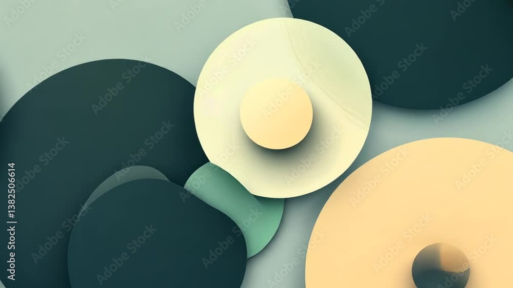 Poster vibrant abstract geometric shapes with overlapping circles and layers generative ai