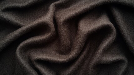 This dark brown wool felt material features a soft, wooly texture perfect for various crafting projects. The high-resolution detail highlights its unique fibers and quality. With copy space for text