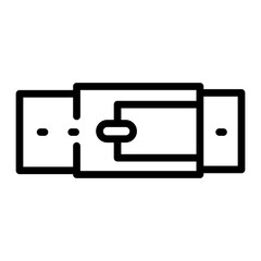 Leather Belt with Gears Vector Line Icon Design