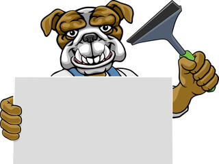 Window Cleaner Bulldog Car Wash Cleaning Mascot