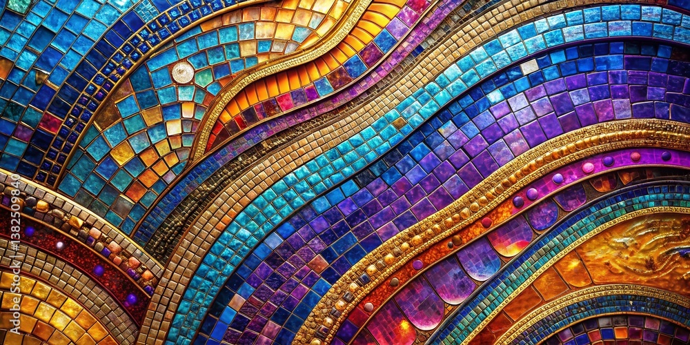 Poster mosaic of colors and forms: captivating mosaic art piece with intricate patterns and an array of viv