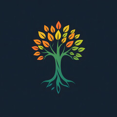 A digital illustration of a tree of life symbol, a root within a white background art illustration design