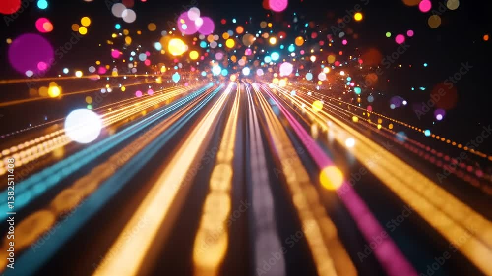 Poster abstract lines and colorful dots illustrating big data concept generative ai