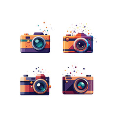 Colourful camera vector set.