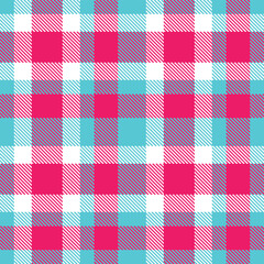 Plaid pattern seamless. Vibrant bright light blue & Highland white Tartan Fabric Design. 