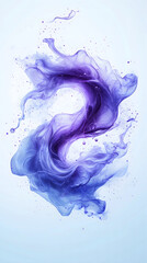 Abstract purple ink swirl in water with dynamic motion and vibrant color on a white background.