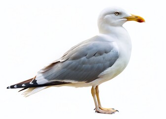Obraz premium Seagull Profile: A close-up profile of a majestic seagull, showcasing its elegant features, from its sharp beak to its pristine plumage.
