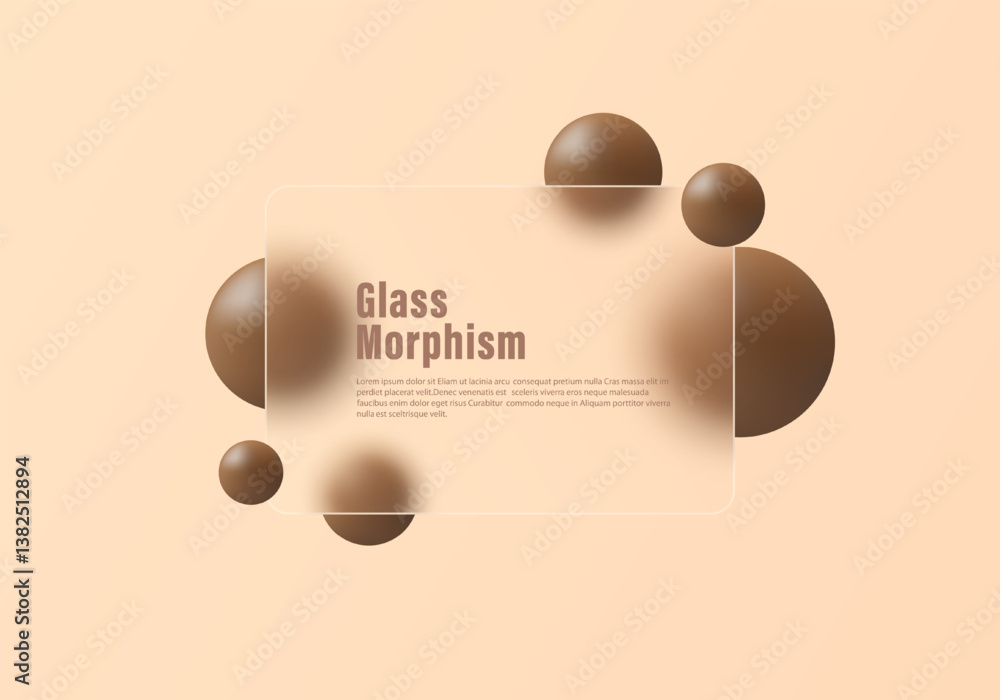 Aufkleber illustration of glass morphism in mocha color with smooth gradients and depth. website landing page 