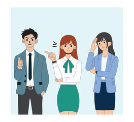  Team disagreement and office tension concept. Office Conflict and Team Disagreement. Workplace Argument and Miscommunication.