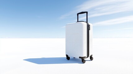 White Suitcase Against Blue Sky