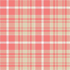 Elegant Vivid salmon pink & Highland beige Seamless Tartan Fabric Design