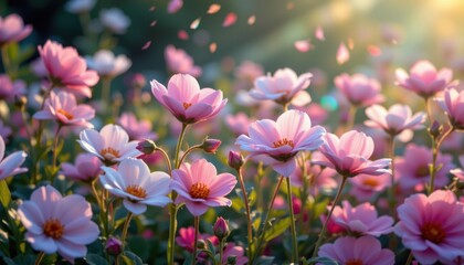 Obraz premium Garden of Dreams An ethereal scene depicting flowers with soft, glowing edges, creating a dreamy and surreal atmosphere.