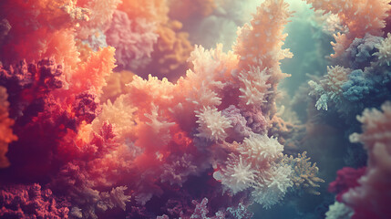 The surreal dreamy red-orange hues of coral and natural biostructures