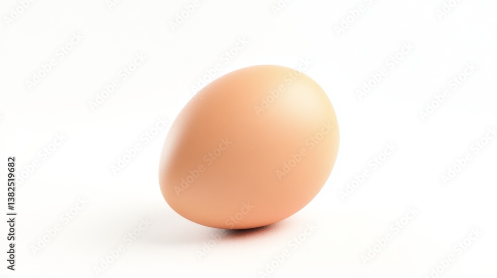 Poster brown egg on a white surface with soft shadows, showcasing its smooth texture and round shape in a m