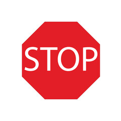 Vector illustration of a stop road/traffic sign, Red stop sign icon with text flat icon for apps and websites. 