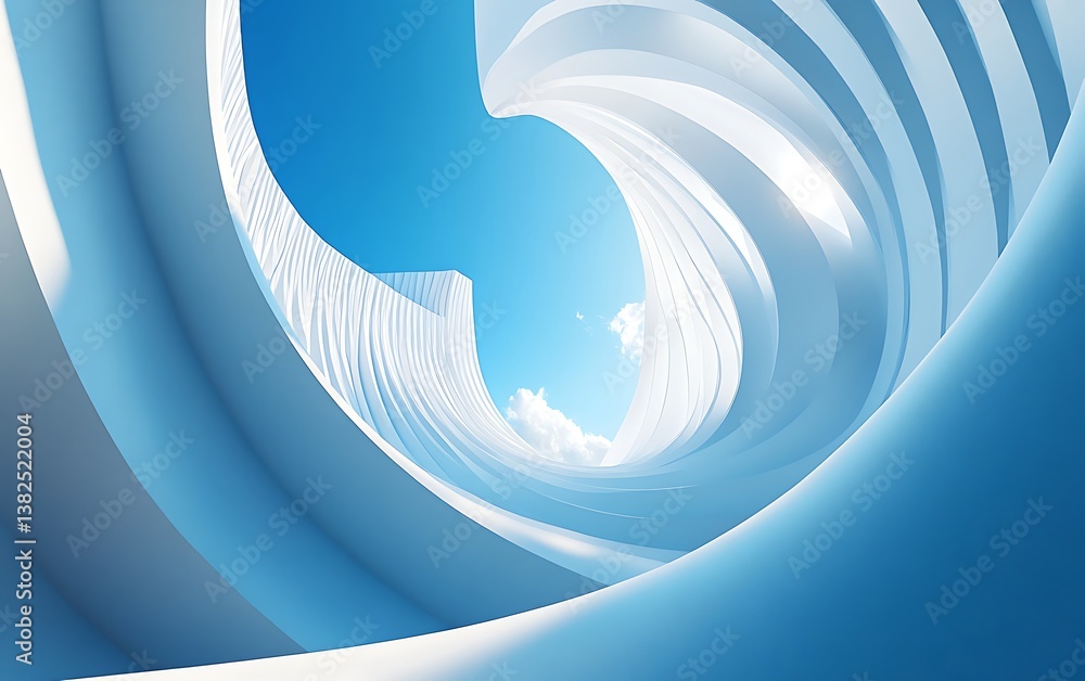 Aufkleber 3d rendering of an abstract futuristic background with a white spiral in the sky