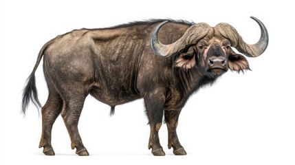 Obraz premium Majestic African Buffalo Standing Proud Against White Background