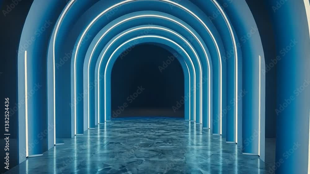 Aufkleber abstract tunnel corridor with dynamic light and blue highlights generative ai