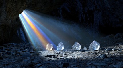 Spectrum-encoded saber with crystalline edge refracting over dark relics and ruins