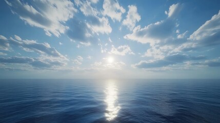 Obraz premium Calm Sea Sunset Sky, Vast Horizon, Tranquil Ocean