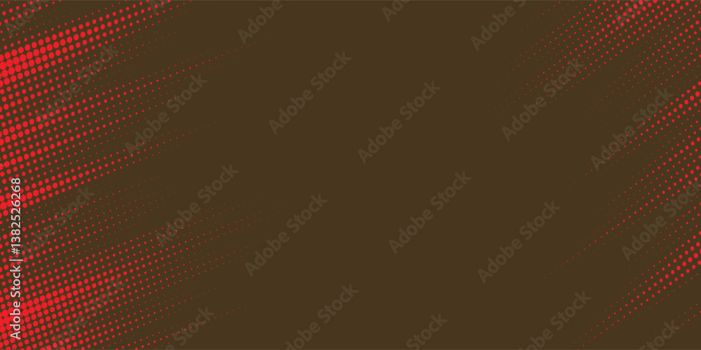 Poster red halftone on brown background. vector dotted sparkles or halftone shine pattern texture pop art s