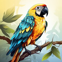Fototapeta premium Yellow Palette Parrot Design in Minimalistic Flat Style