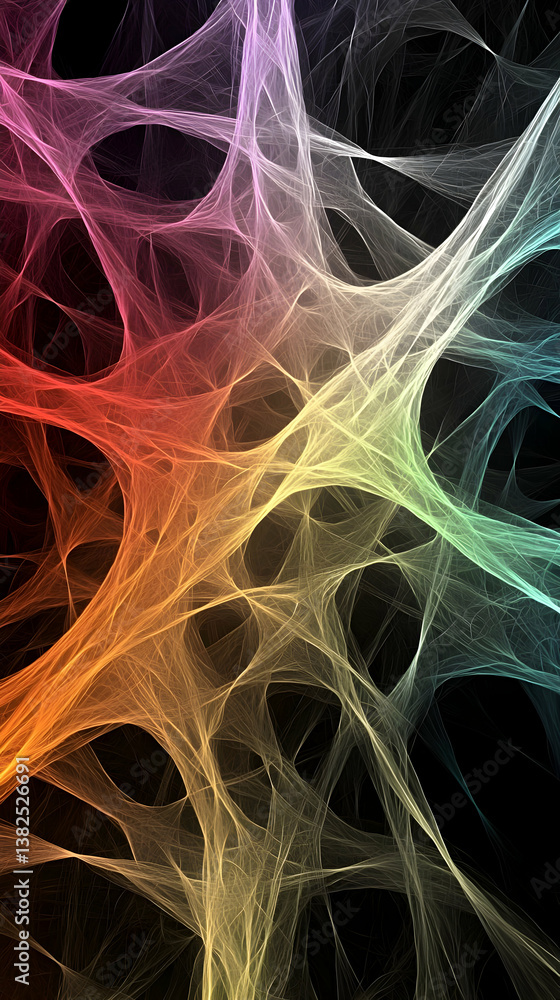 Poster rainbow abstract network structure with glowing lines