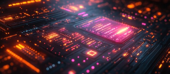 Futuristic Circuit Board with Glowing Components (1)