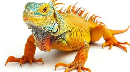 Obraz premium Vibrant Iguana with Bright Colors on a White Background