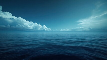 Fototapeta premium Calm ocean, dramatic clouds, tranquil scene, use in nature or meditation projects