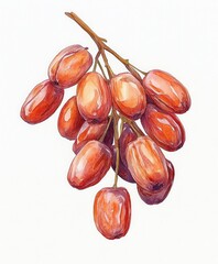 Obraz premium Realistic watercolor painting of dates fruits on white background
