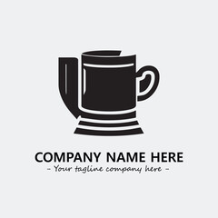 Cup illustration black and white for logo company vector image
