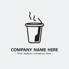 Cup illustration black and white for logo company vector image
