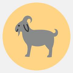 Icon goat. Islamic elements of Ramadhan, Eid Al Fitr, Eid Al Adha. Icons in color mate style. Good for prints, posters, logo, decoration, greeting card, etc.