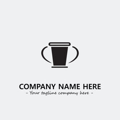 Cup illustration black and white for logo company vector image

