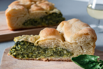 Spinach pie, traditional serbian dish, spinacia oleracea